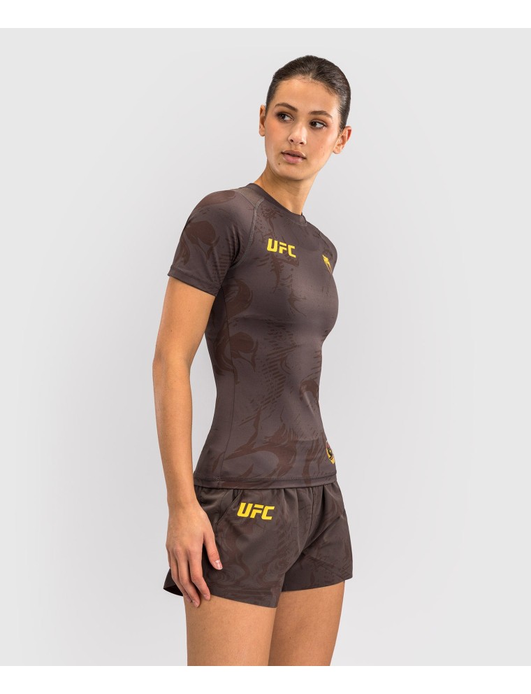 Top Choice UFC Fusion by Venum Fight Week Women Performance Short Sleeve Rashguard - Solid Earthen Brown Limited Stock