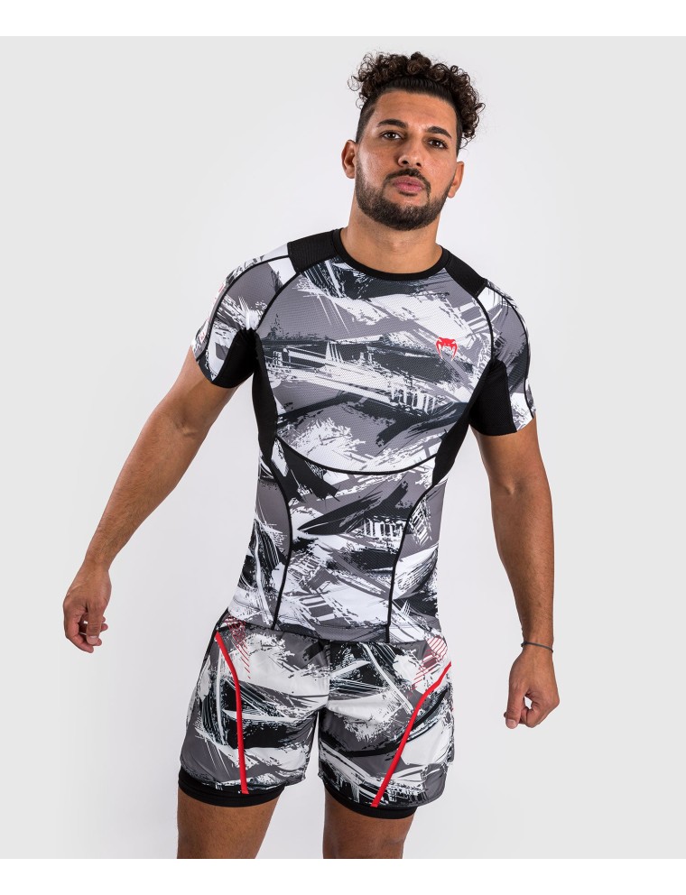 Top Choice Venum Electron 3.0 Short Sleeve Rashguard - Grey/Red