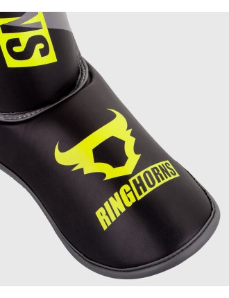 Top Choice Ringhorns Charger Shin Guards Insteps - Black/Neo Yellow Ready for Shipment