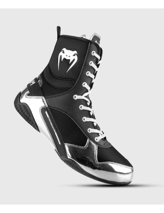 Top Choice Venum Elite Boxing Shoes - Black/Silver In Stock