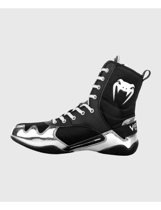 Top Choice Venum Elite Boxing Shoes - Black/Silver In Stock