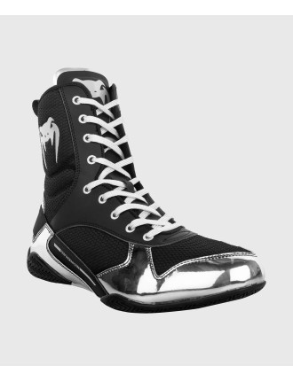 Top Choice Venum Elite Boxing Shoes - Black/Silver In Stock