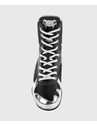 Top Choice Venum Elite Boxing Shoes - Black/Silver In Stock