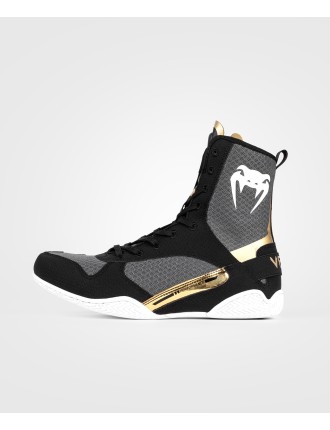 Top Choice Venum Elite Boxing Shoes - Black/White/Gold New Release