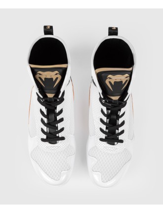 Top Choice Venum Elite Boxing Shoes - White/Black/Gold Limited Stock