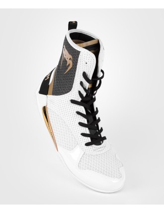 Top Choice Venum Elite Boxing Shoes - White/Black/Gold Limited Stock