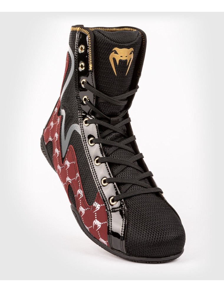 Top Choice Venum Elite Evo Monogram Boxing Shoes ﾨC Black/Burgundy Hot New Item