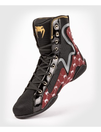 Top Choice Venum Elite Evo Monogram Boxing Shoes ﾨC Black/Burgundy Hot New Item