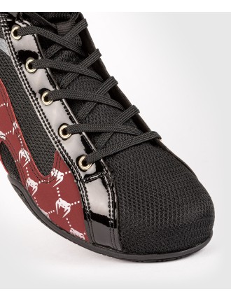 Top Choice Venum Elite Evo Monogram Boxing Shoes ﾨC Black/Burgundy Hot New Item