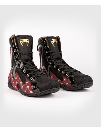 Top Choice Venum Elite Evo Monogram Boxing Shoes ﾨC Black/Burgundy Hot New Item