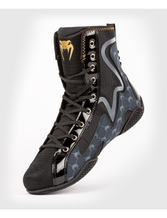 Top Choice Venum Elite Evo Monogram Boxing Shoes ﾨC Black/Navy Blue New Collection