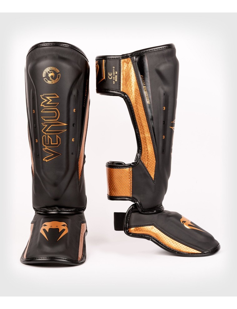 Top Choice Venum Elite Evo Shinguards - Black/Bronze Just In