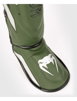 Top Choice Venum Elite Evo Shinguards - Khaki/Silver In Stock