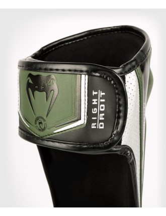 Top Choice Venum Elite Evo Shinguards - Khaki/Silver In Stock