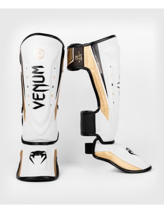 Top Choice Venum Elite Evo Shinguards - White/Gold Available for Immediate Shipping