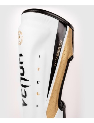 Top Choice Venum Elite Evo Shinguards - White/Gold Available for Immediate Shipping