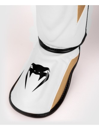 Top Choice Venum Elite Evo Shinguards - White/Gold Available for Immediate Shipping