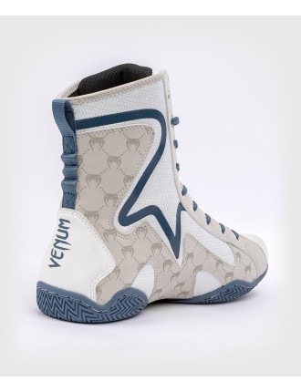 Top Choice Venum Elite Evo Monogram Boxing Shoes - White/Blue New Release