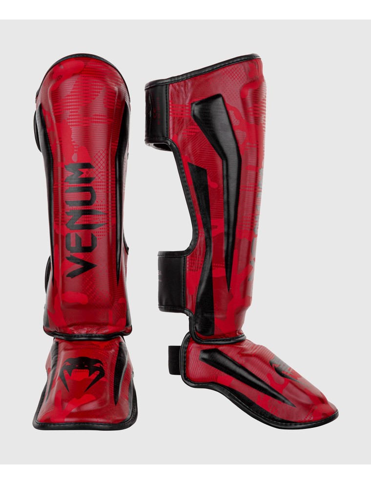 Top Choice Venum Elite Shin Guards - Red Camo Available for Immediate Shipping