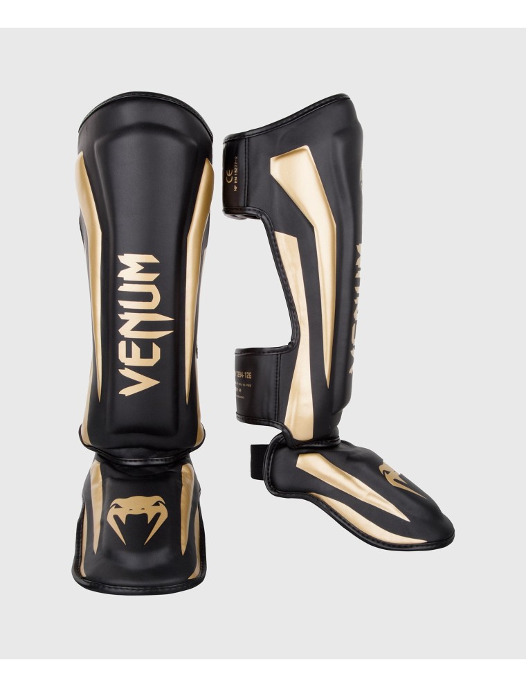 Top Choice Venum Elite Standup Shin guards - Black/Gold Ready for Shipment