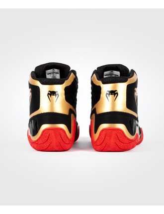 Top Choice Venum Elite Wrestling Shoes - Black/Gold/Red New Release