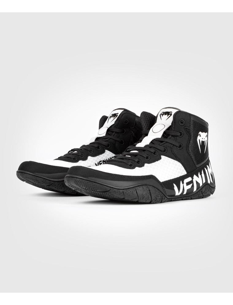 Top Choice Venum Elite Wrestling Shoes - Black/White Latest Edition