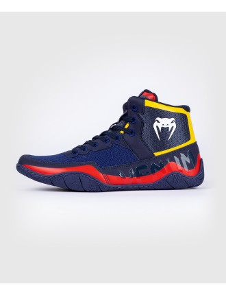 Top Choice Venum Elite Wrestling Shoes - Blue/Yellow On Hand Now