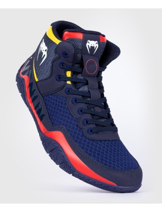 Top Choice Venum Elite Wrestling Shoes - Blue/Yellow On Hand Now