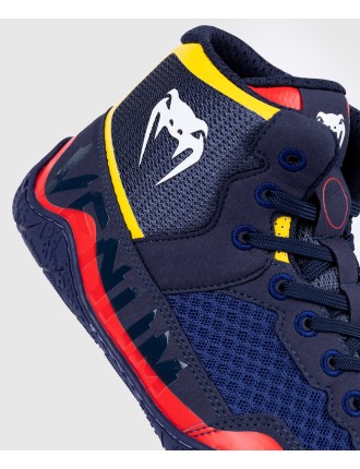 Top Choice Venum Elite Wrestling Shoes - Blue/Yellow On Hand Now