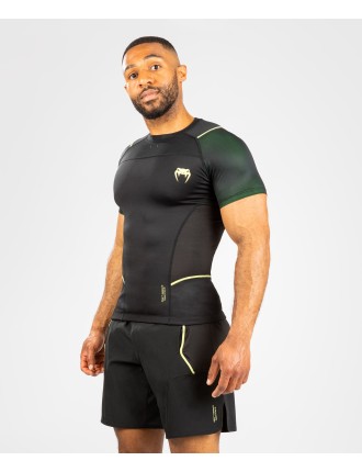 Top Choice Venum Fusion 2.0  Men Rashguard - Short Sleeves - Black/Yellow Just Launched