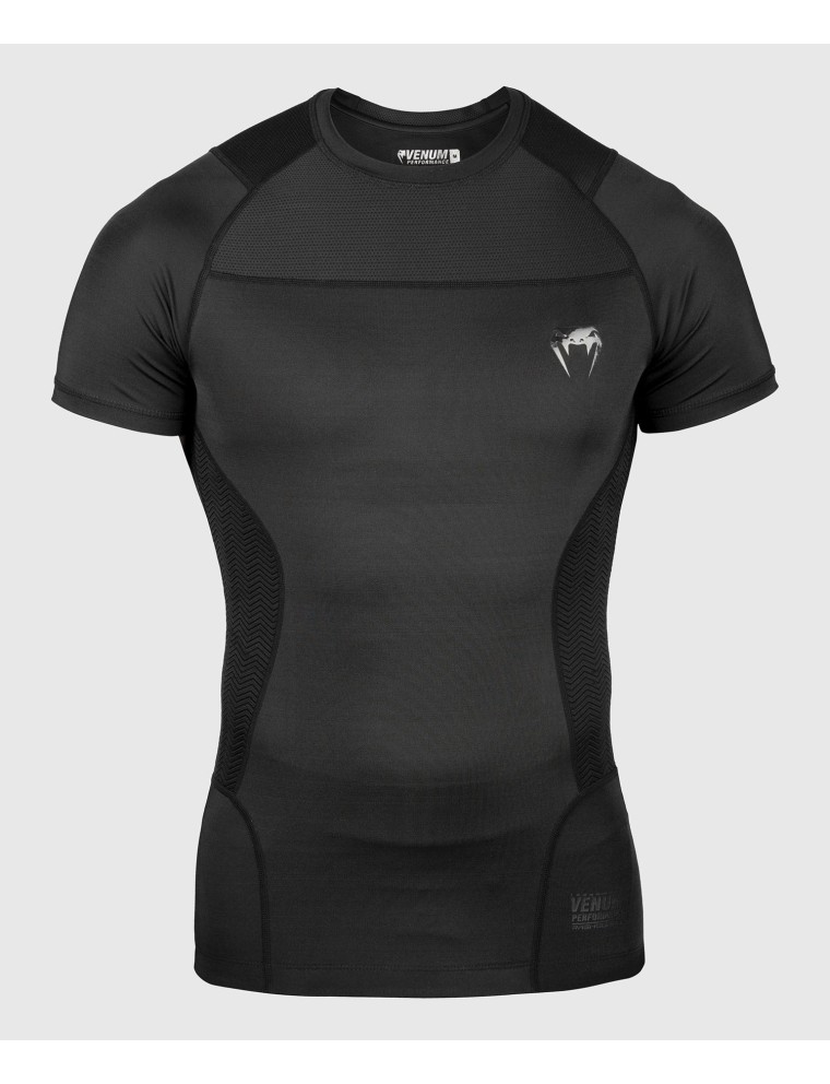 Top Choice Venum G-Fit Rashguard - Short Sleeves - Black On Hand Now