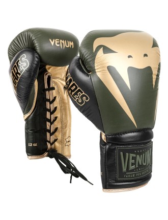 Top Choice Venum Giant 2.0 Pro Boxing Gloves Linares Edition - With Laces - Khaki/Black/Gold Fresh Release