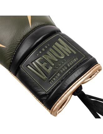 Top Choice Venum Giant 2.0 Pro Boxing Gloves Linares Edition - With Laces - Khaki/Black/Gold Fresh Release