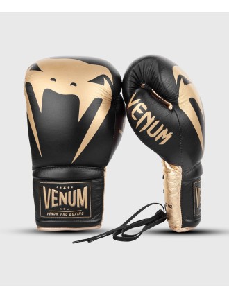 Top Choice Venum Giant 2.0 Pro Boxing Gloves - With Laces - Black/Gold New Collection