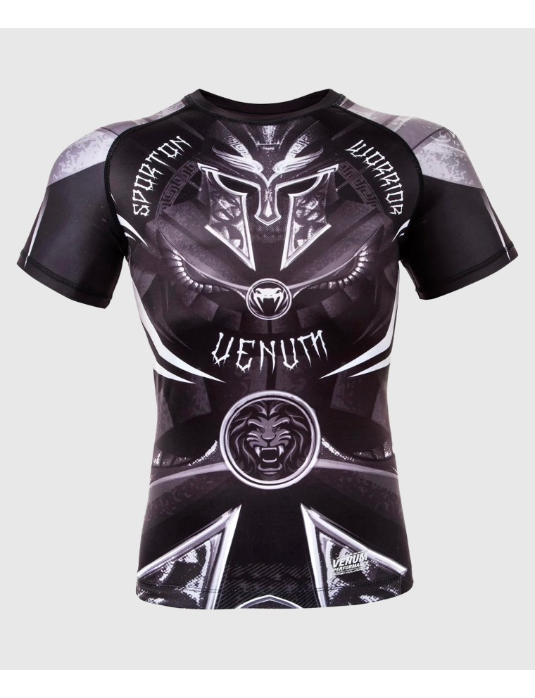 Top Choice Venum Gladiator 3.0 Rashguard - Black/White - Short Sleeves Immediate Availability