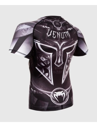 Top Choice Venum Gladiator 3.0 Rashguard - Black/White - Short Sleeves Immediate Availability