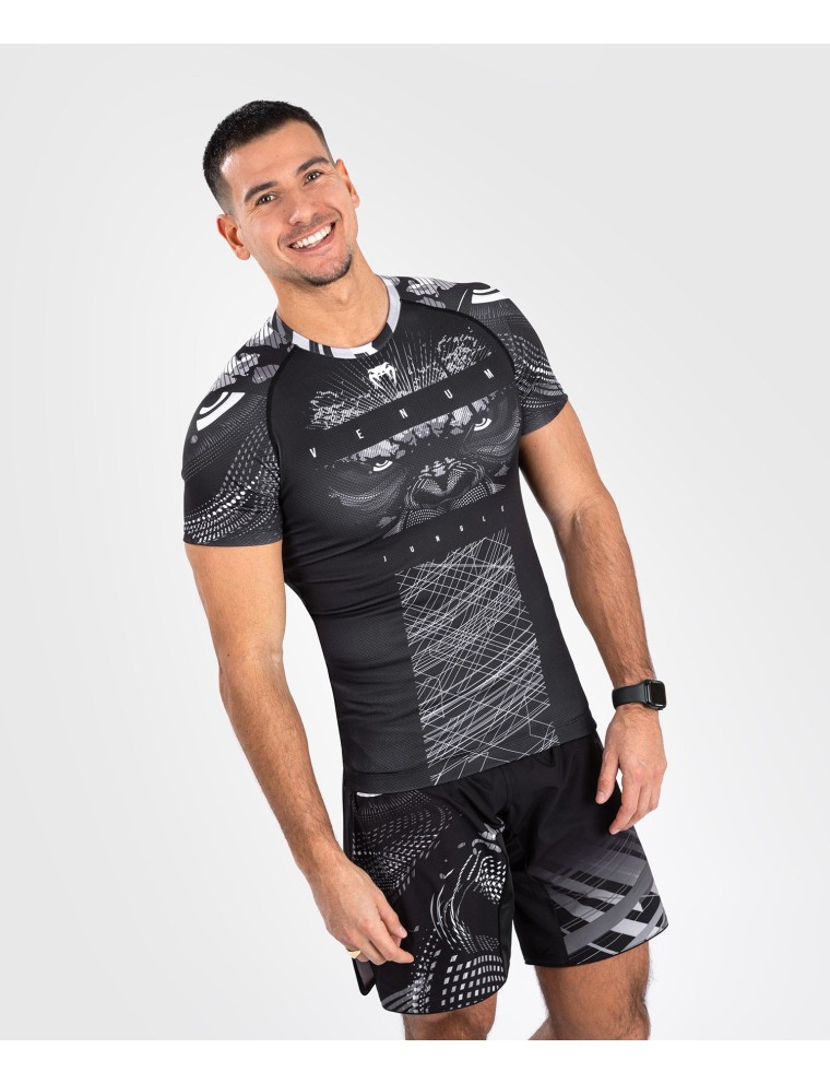 Top Choice Venum Gorilla Jungle Rashguards Short Sleeves - Black/White New Collection