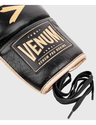 Top Choice Venum Hammer Pro Boxing Gloves - With Laces - Black/Gold Just Launched