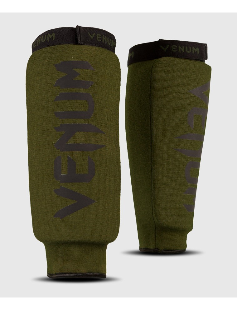 Top Choice Venum Kontact Shin Guards - without foot - Khaki/Black Ready for Shipment