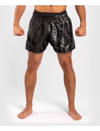 Top Choice Venum Logos Muay Thai Shorts - Black/Black On Hand Now