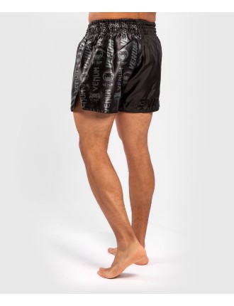 Top Choice Venum Logos Muay Thai Shorts - Black/Black On Hand Now