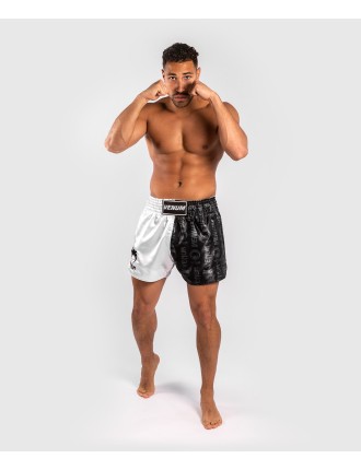 Top Choice Venum Logos Muay Thai Shorts - Black/White Limited Stock