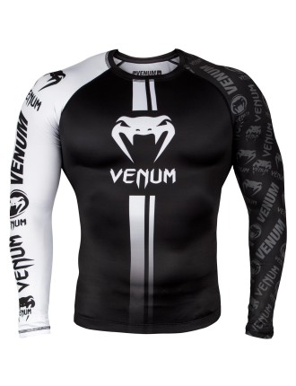 Top Choice Venum Logos Rashguard Long Sleeves - Black/White Just Launched