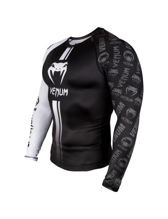 Top Choice Venum Logos Rashguard Long Sleeves - Black/White Just Launched