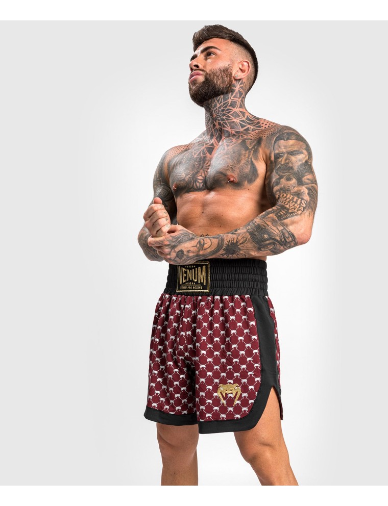 Top Choice Venum Monogram Boxing Short - Black/Burgundy