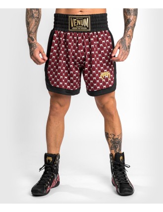 Top Choice Venum Monogram Boxing Short - Black/Burgundy