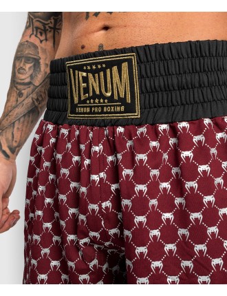 Top Choice Venum Monogram Boxing Short - Black/Burgundy