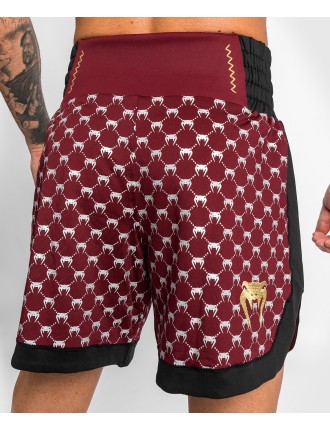 Top Choice Venum Monogram Boxing Short - Black/Burgundy