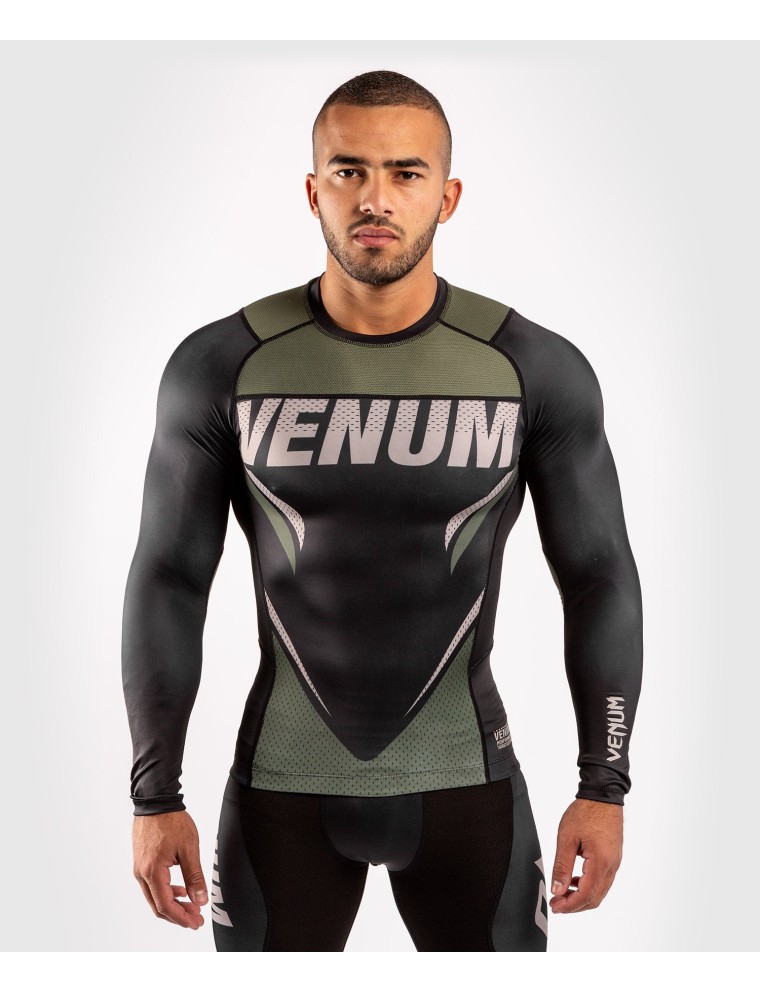 Top Choice Venum ONE FC Impact Rashguard - long sleeves - Black/Khaki Available for Immediate Shipping