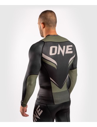 Top Choice Venum ONE FC Impact Rashguard - long sleeves - Black/Khaki Available for Immediate Shipping